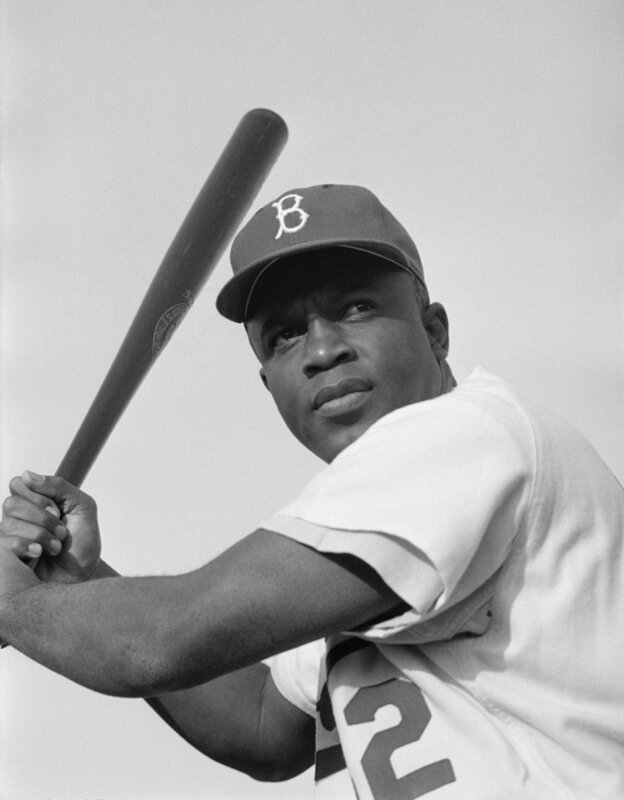 Jackie Robinson in his Brooklyn Dodgers uniform
